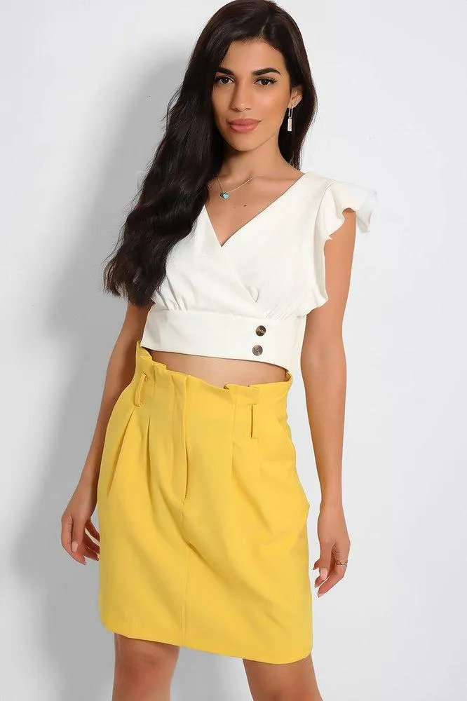 Yellow High Paperbag Waist Skirt